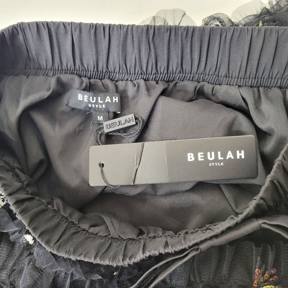 Beulah Style Black Ruffled Tulle High Low Embroidered Skirt NWT - Picture 6 of 8